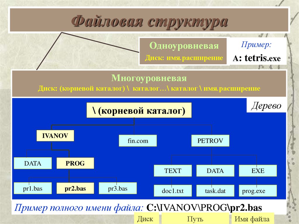 Структура имени файла. Файловая структура. Виды файловых структур. Файловая структура пример. Что такое файловая структура компьютера.