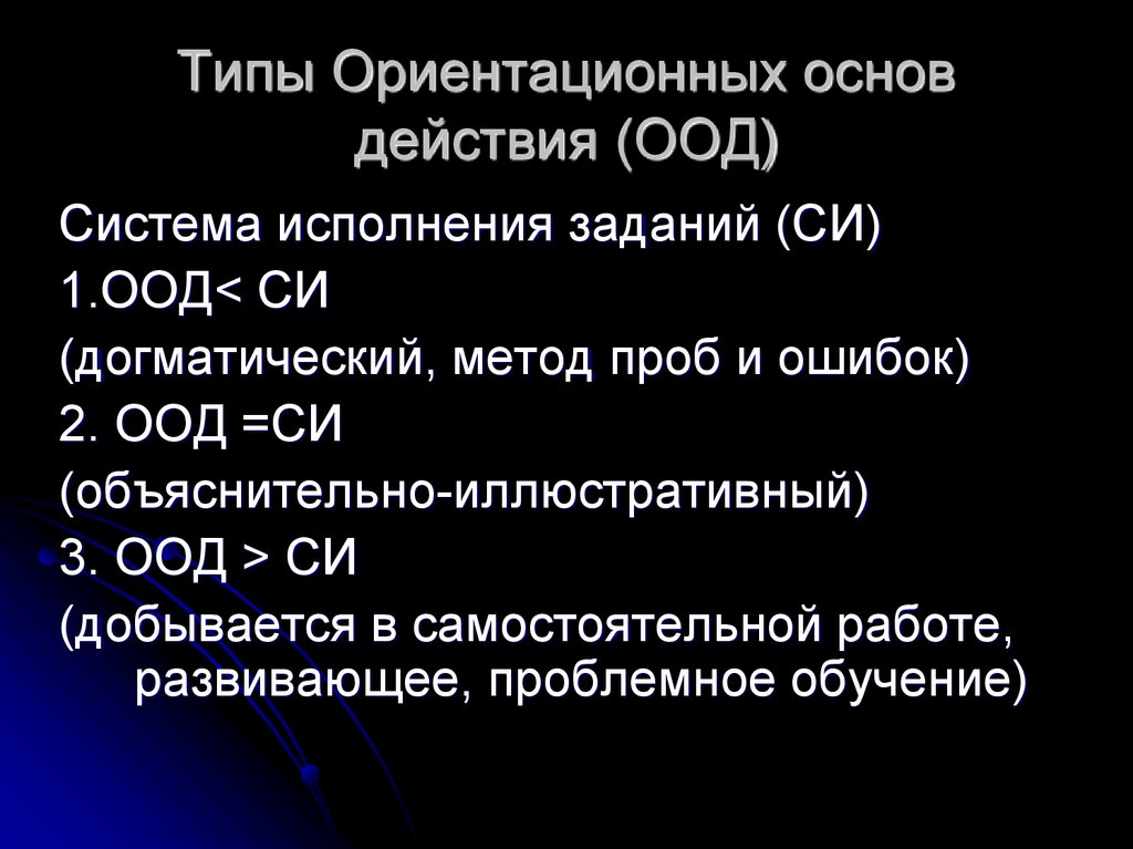 Для построения схемы ориентировочной основы действия обычно выделяются