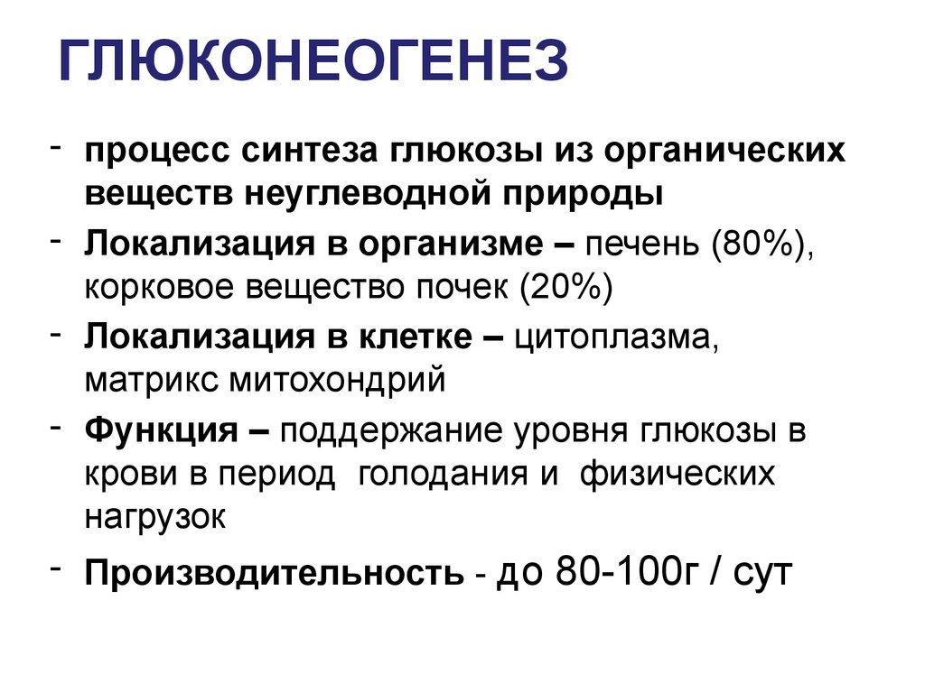 Синтез глюконеогенеза