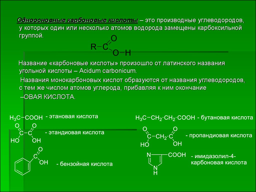 Изомерия одноосновных карбоновых кислот. Предельные жирные карбоновые кислоты. Карбоновые кислоты соединения. Функциональные производные карбоновых кислот. Химические свойства карбоновых соединений.