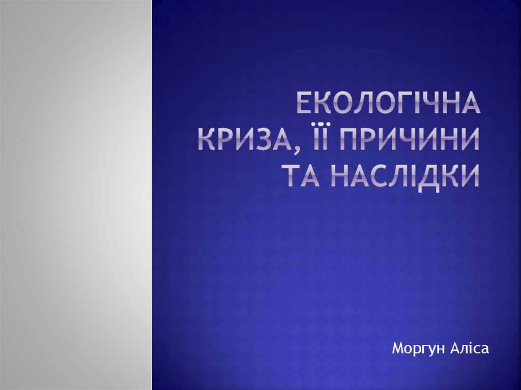 Реферат: Глобальна екологічна криза Екологічне становище України