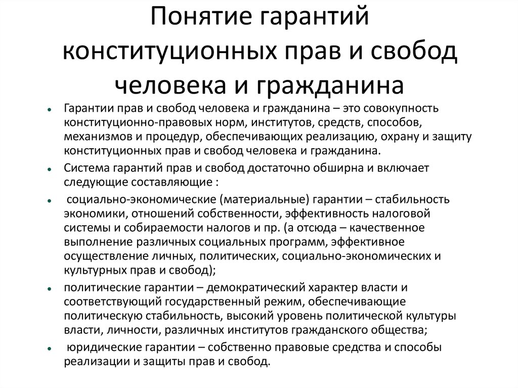 Конституционные гарантии прав и свобод человека и гражданина презентация