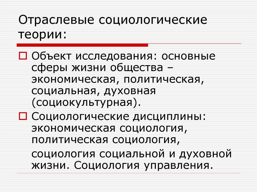 Специальные социологические теории презентация