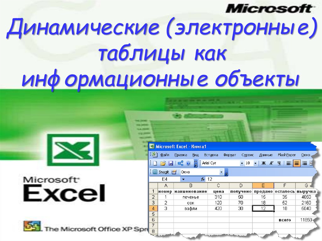 Возможности динамических электронных таблиц презентация