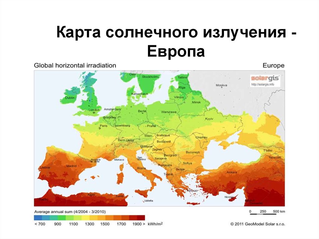 Карта солнечной радиации