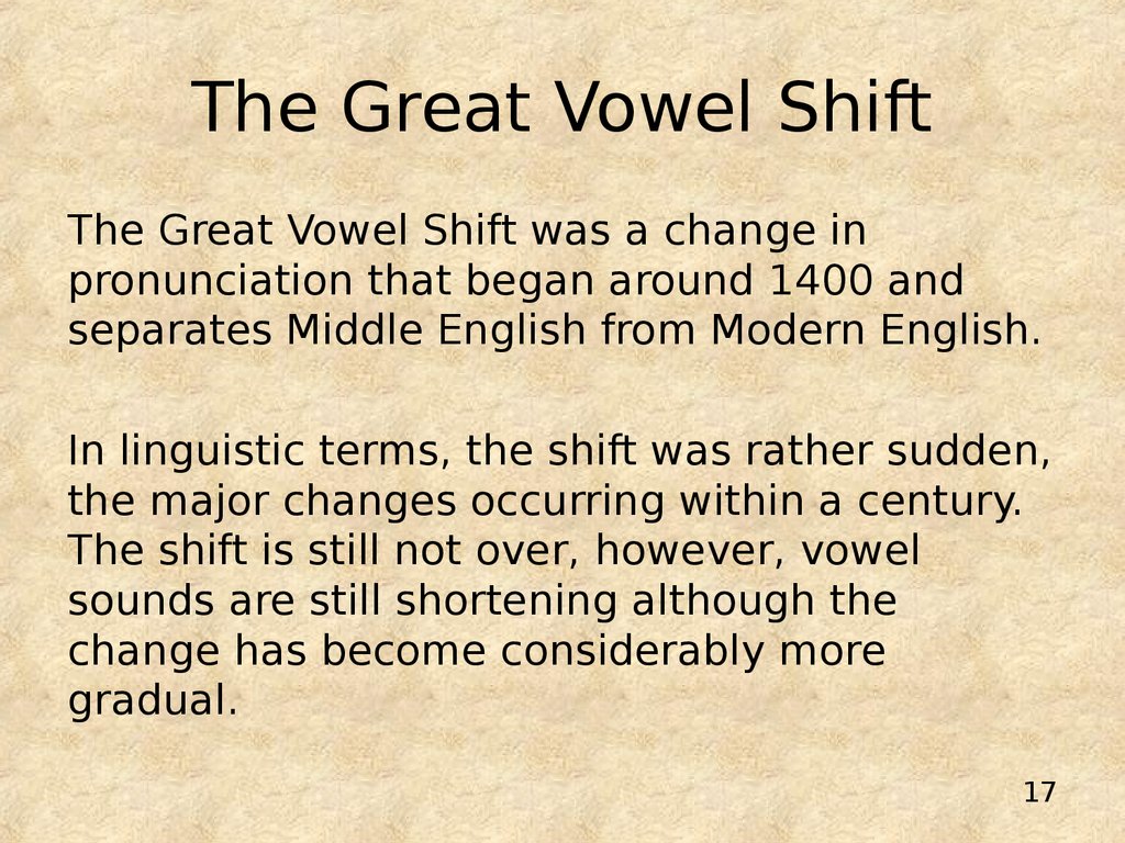 great vowel shift and high tiders