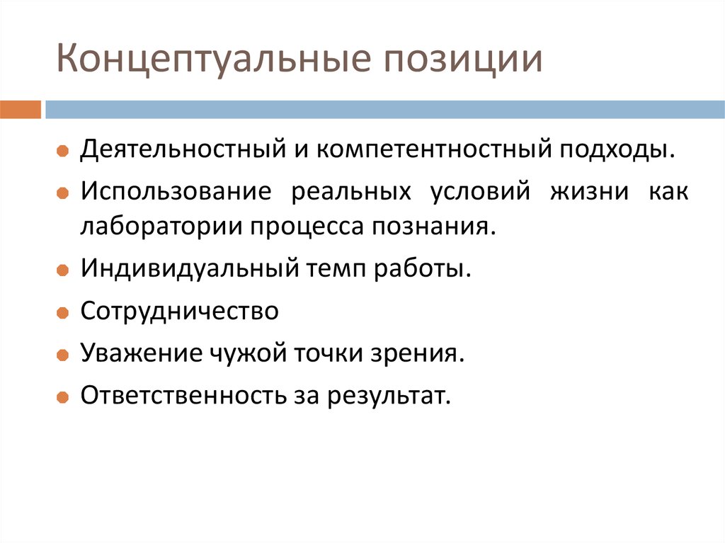 Реальное использование. Концептуальные позиции это. Позиция концептуализма.