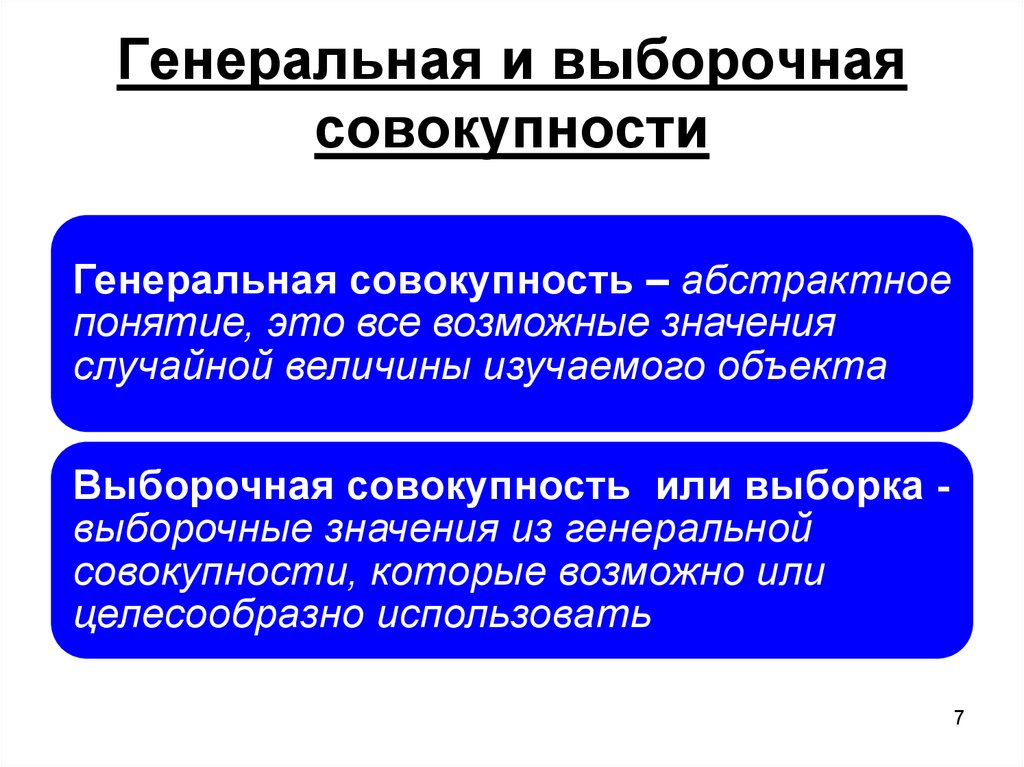 Понятие генеральной совокупности и выборки