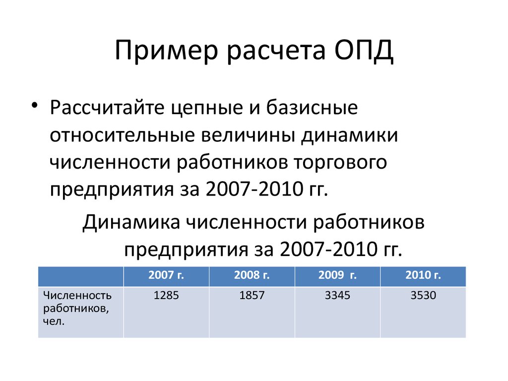 Численность примеры. Рассчитать относительные величины динамики цепные и базисные.. Относительная величина динамики численности работников. Цепная Относительная величина. Динамика численности работников формула.