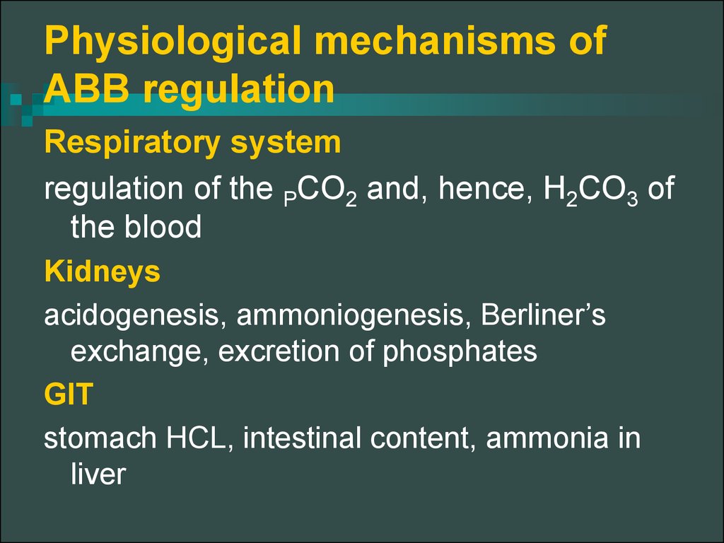 Physiological mechanisms of ABB regulation