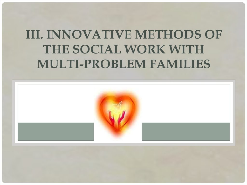 III. Innovative methods of the social work with multi-problem families