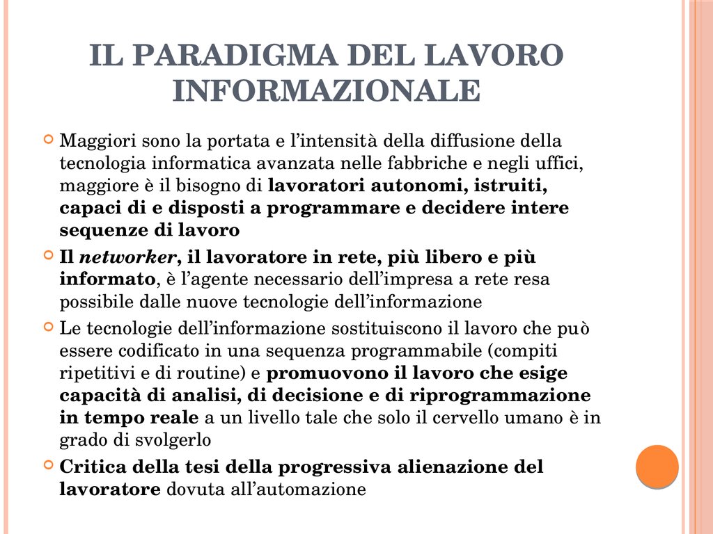 Il paradigma del lavoro informazionale