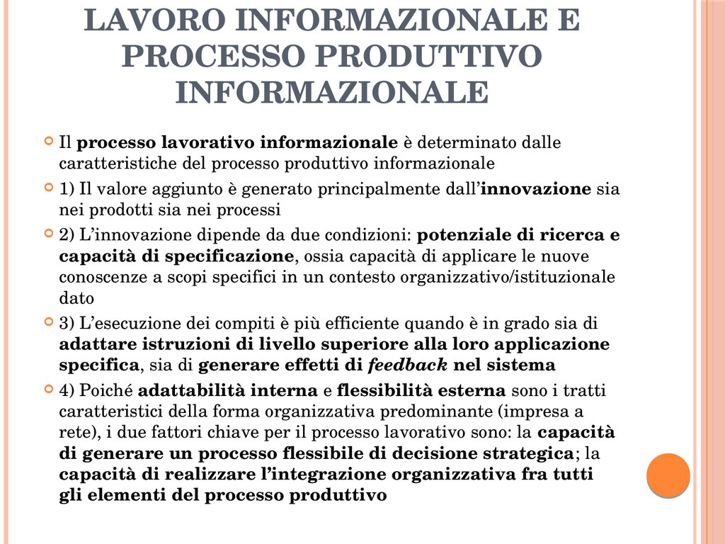 Lavoro informazionale e processo produttivo informazionale