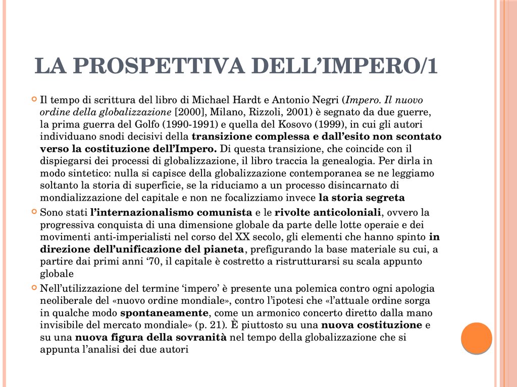 LA PROSPETTIVA DELL’IMPERO/1