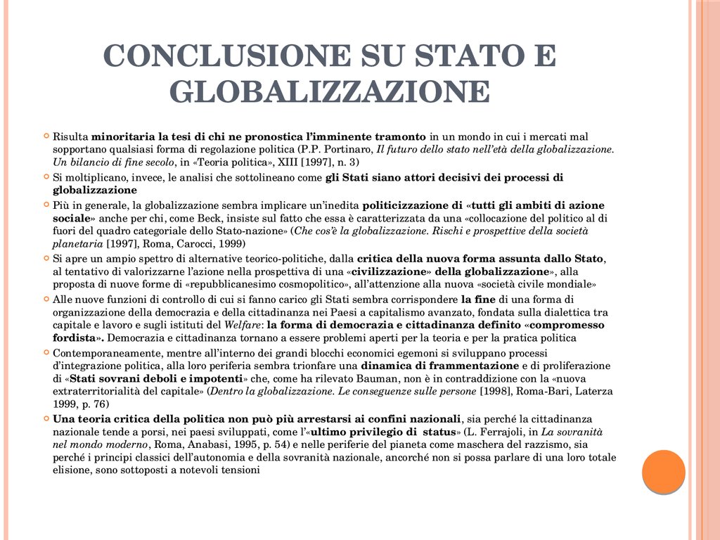 CONCLUSIONE SU STATO E GLOBALIZZAZIONE