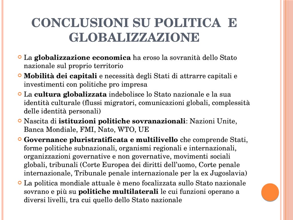 Conclusioni su politica e globalizzazione