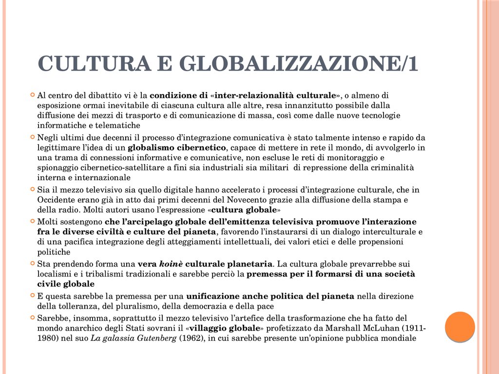 CULTURA E GLOBALIZZAZIONE/1