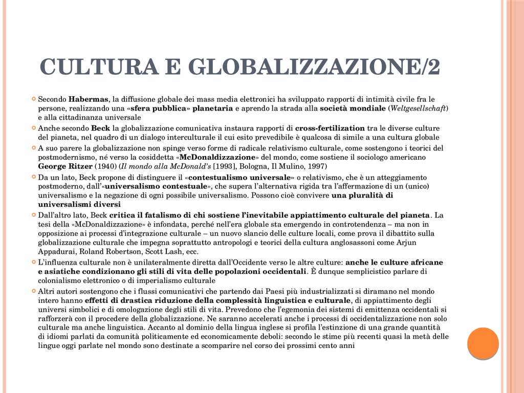 CULTURA E GLOBALIZZAZIONE/2