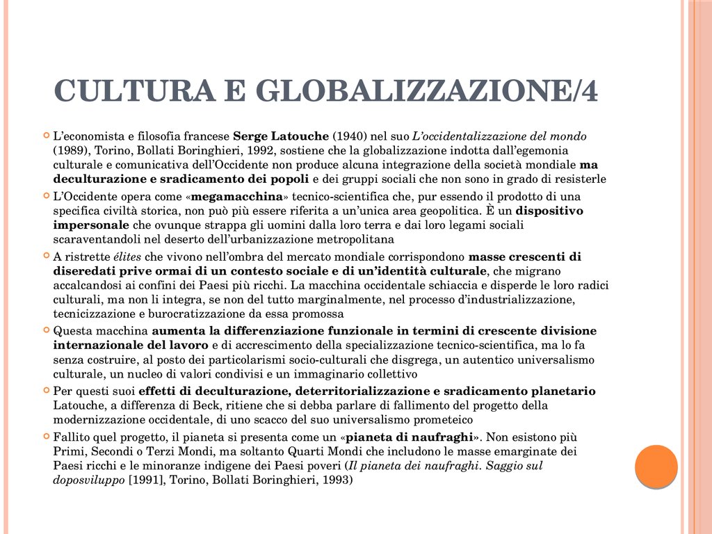 CULTURA E GLOBALIZZAZIONE/4