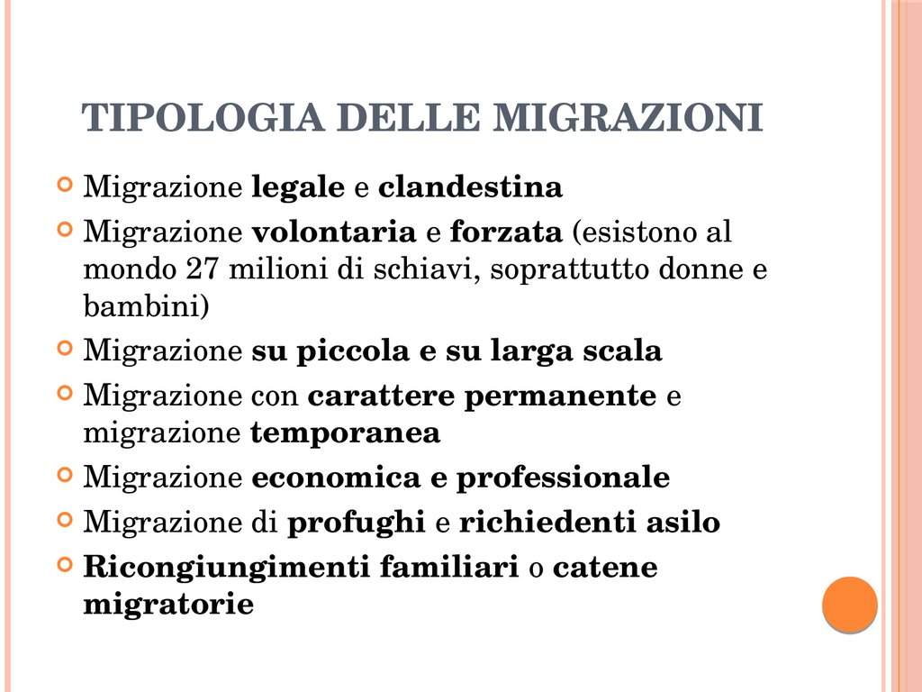 Tipologia delle migrazioni