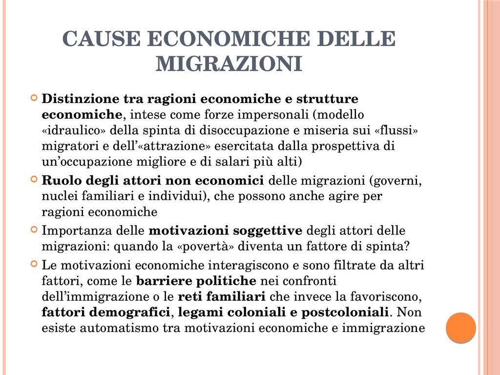 Cause economiche delle migrazioni