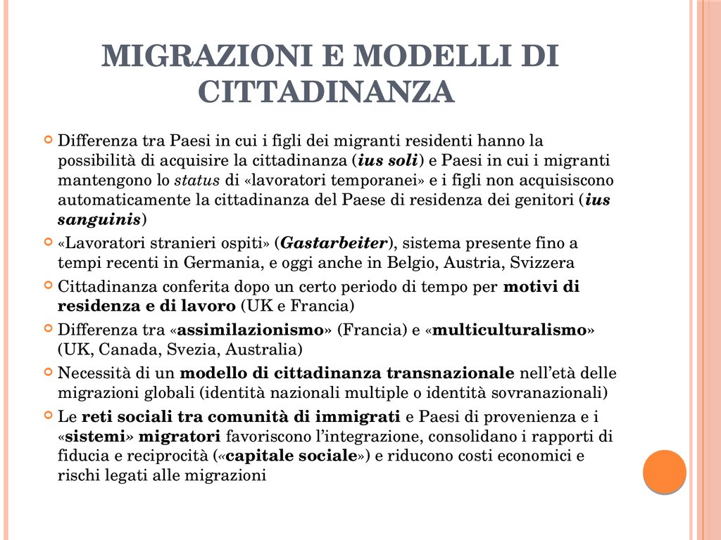 Migrazioni e modelli di cittadinanza