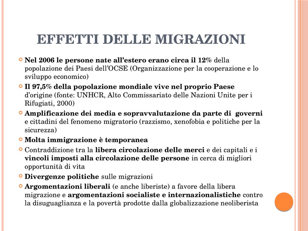 Effetti delle migrazioni