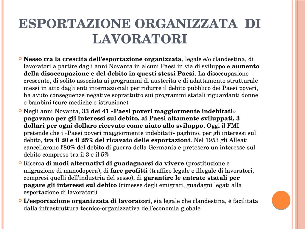 Esportazione organizzata di lavoratori