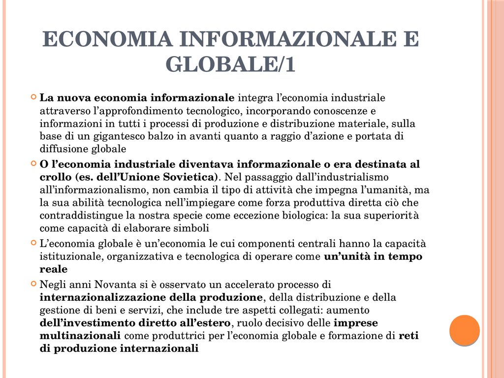 Economia informazionale e globale/1