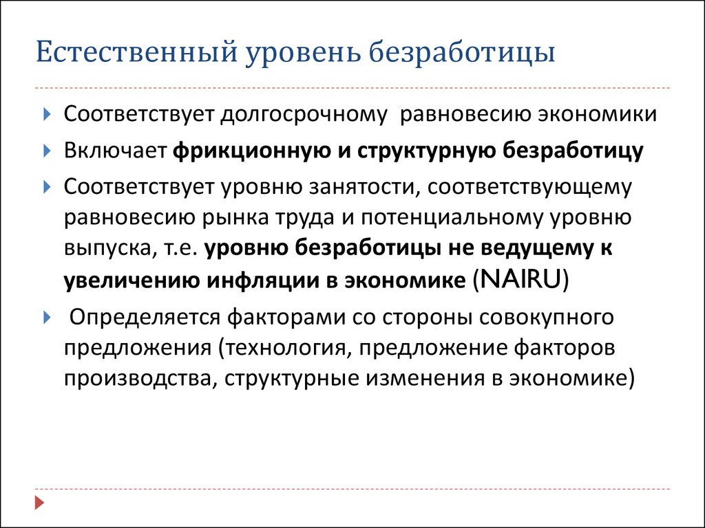 Естественный уровень безработицы составляет