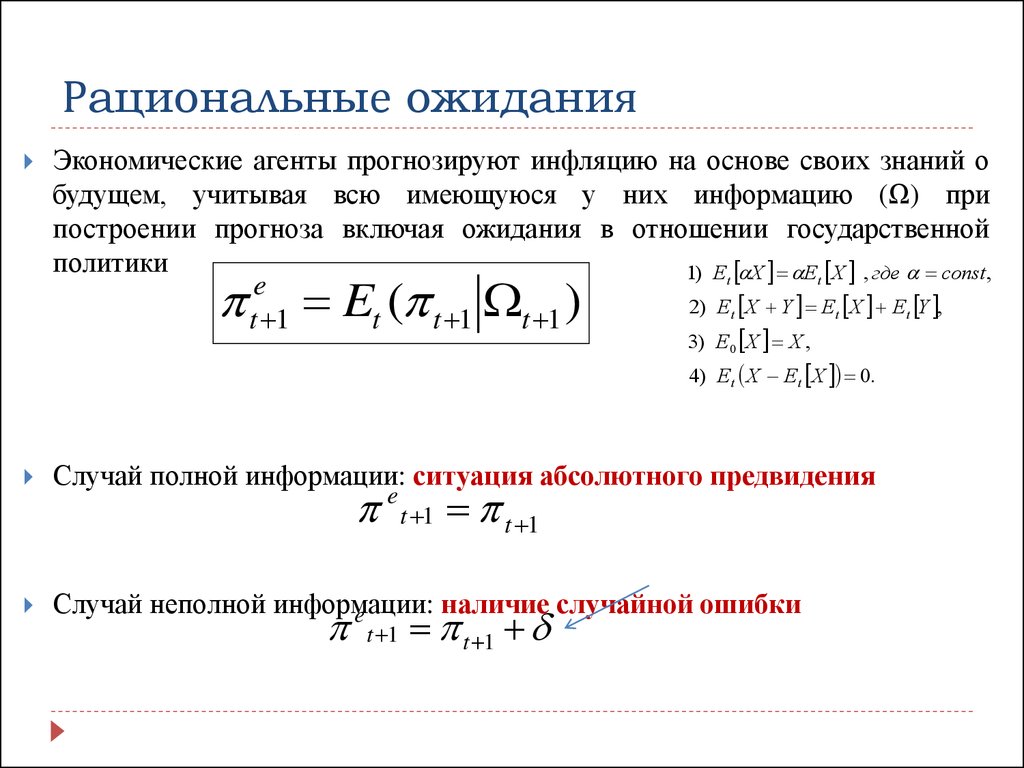 Теория рациональных ожиданий презентация