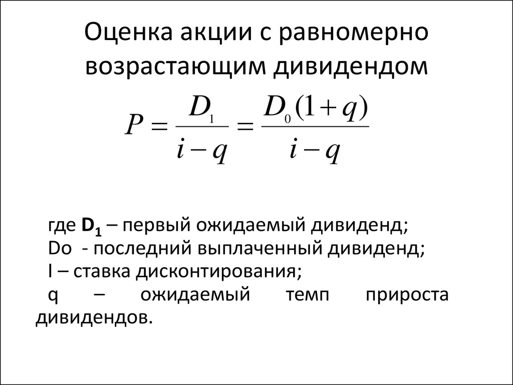 Показатели акций