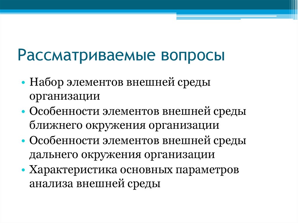 Рассматриваемые вопросы
