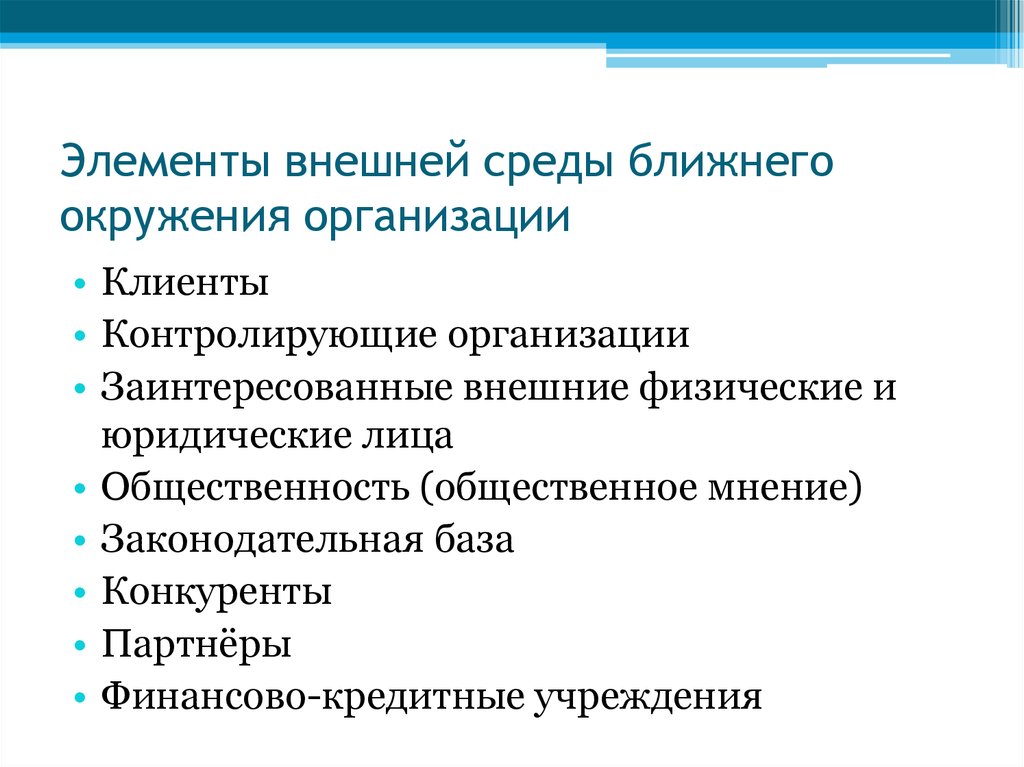 Ближайшую среду. Элементы внешней среды организации. Элементы внешней среды предприятия. Внешняя среда организации и ее элементы. Компоненты внешней среды фирмы.