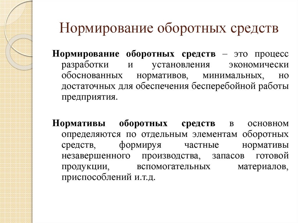 Оборотные средства в бизнес плане это