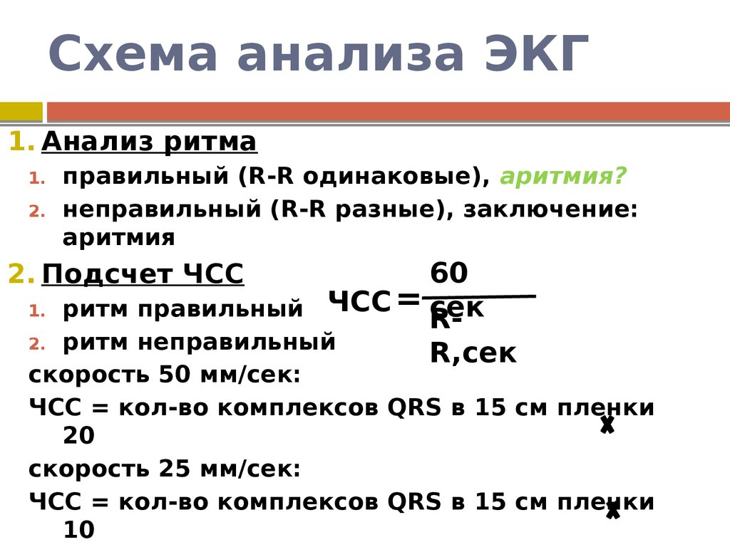 План расшифровки экг