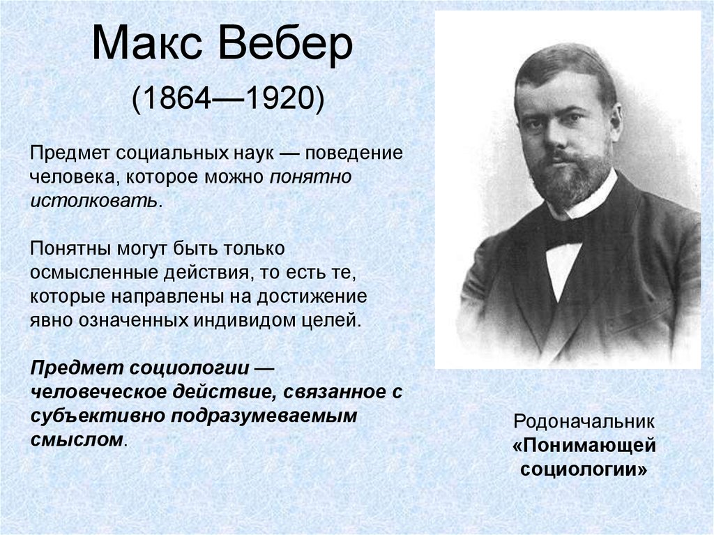 М вебер вклад