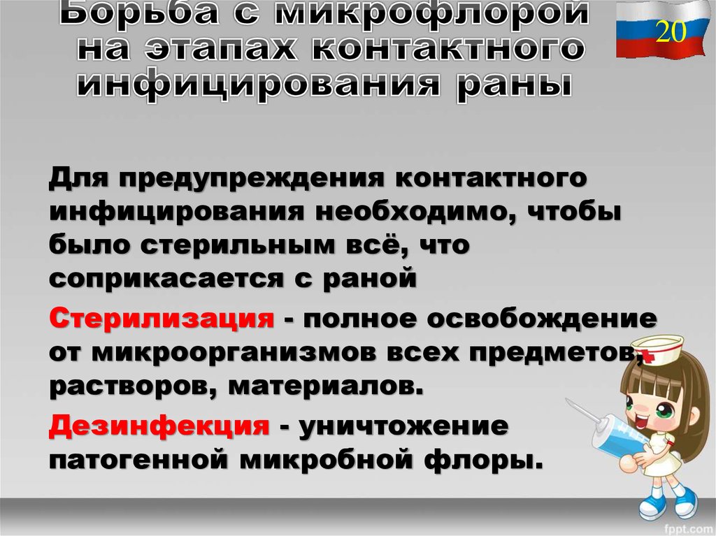 Борьба с микрофлорой на этапах контактного инфицирования раны