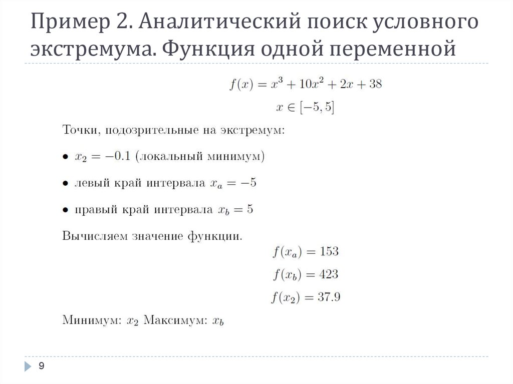 Функция одной переменной примеры