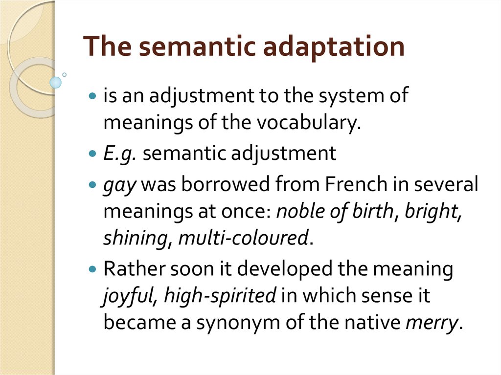 The semantic adaptation