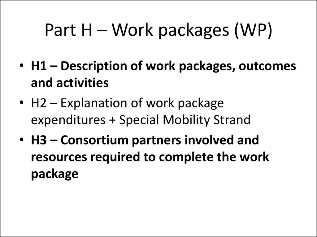 Work packages