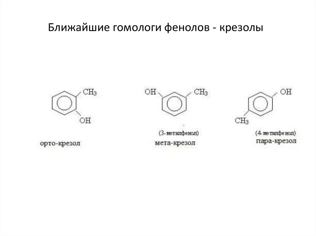 Ближайший гомолог. Фенол Орто-крезол. Фенол и крезол гомологи?. Гомологи Орто крезола. Орто крезол спирт.