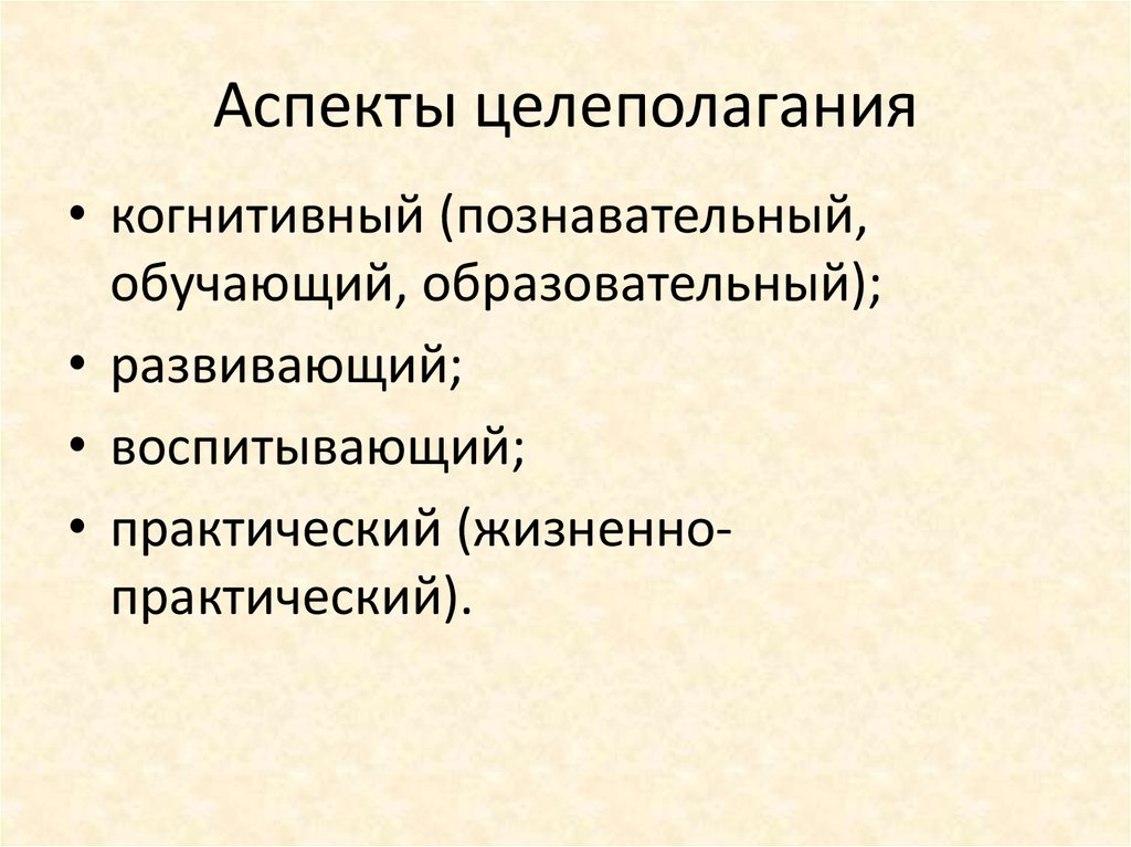 Аспекты целеполагания
