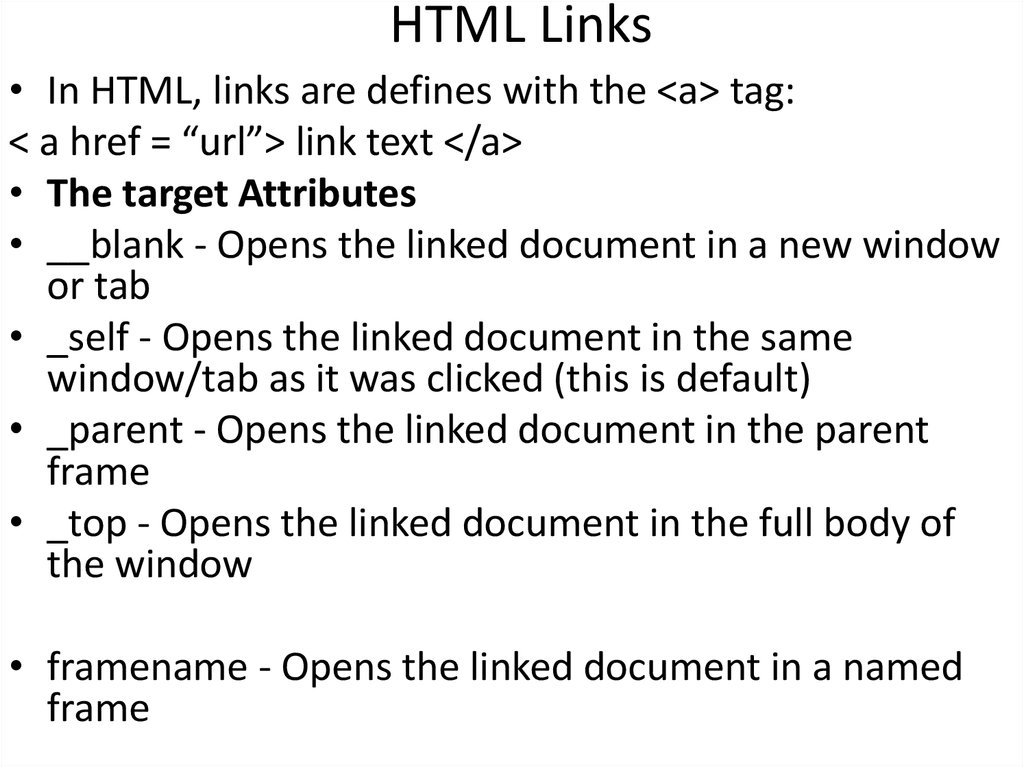 Html Links Online Presentation