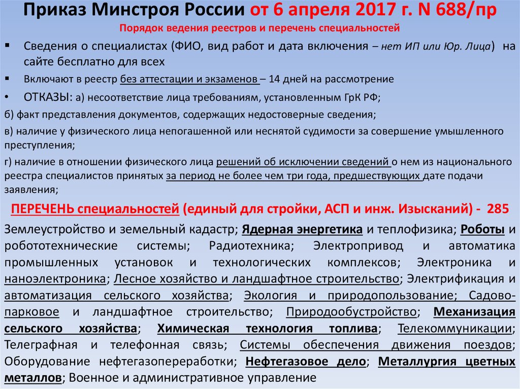 Проекты приказов минстроя россии