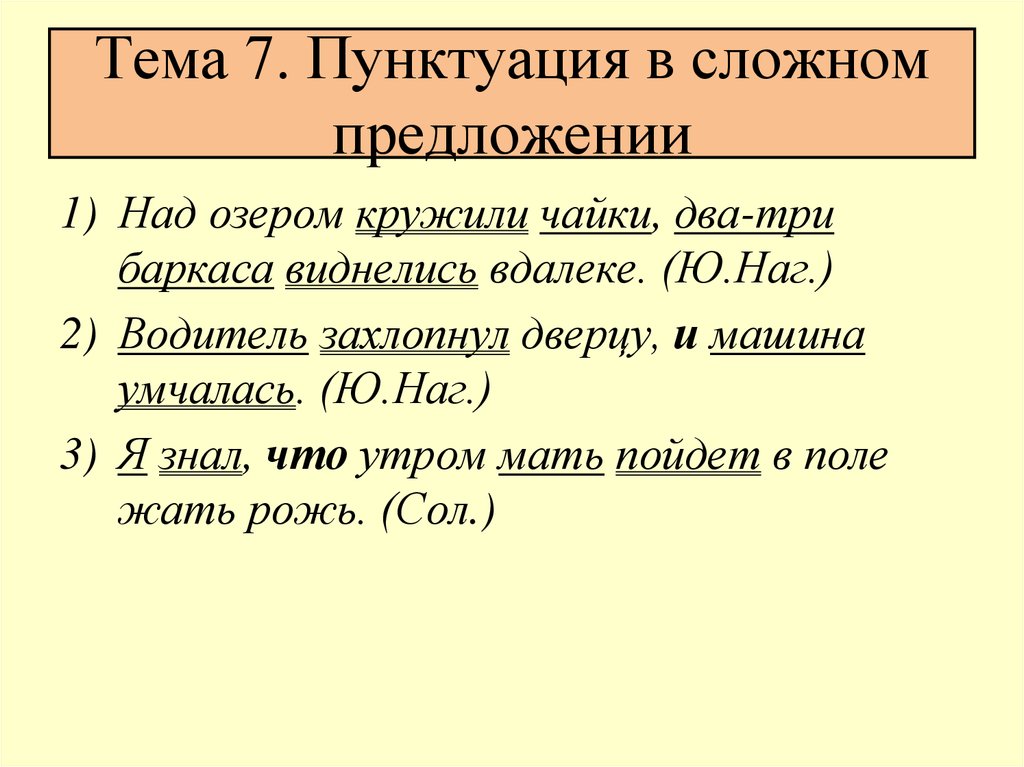 Знаки препинания в сложном предложении 7 класс