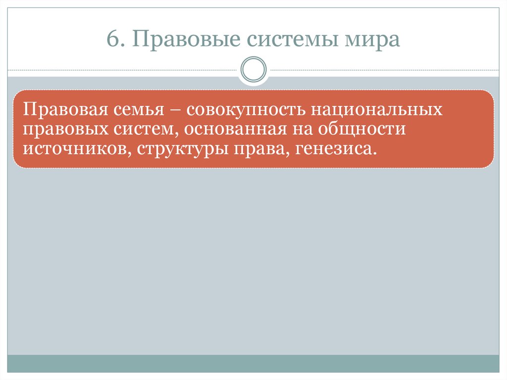 Национально правовая семья. Правовой мир.