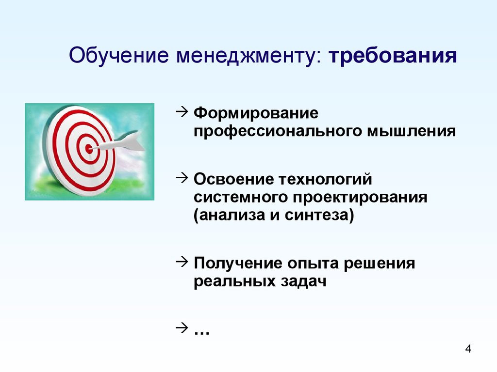 Менеджмент требования. Технология системного мышления. Требования к управлению обучением. Чему учит менеджмент.