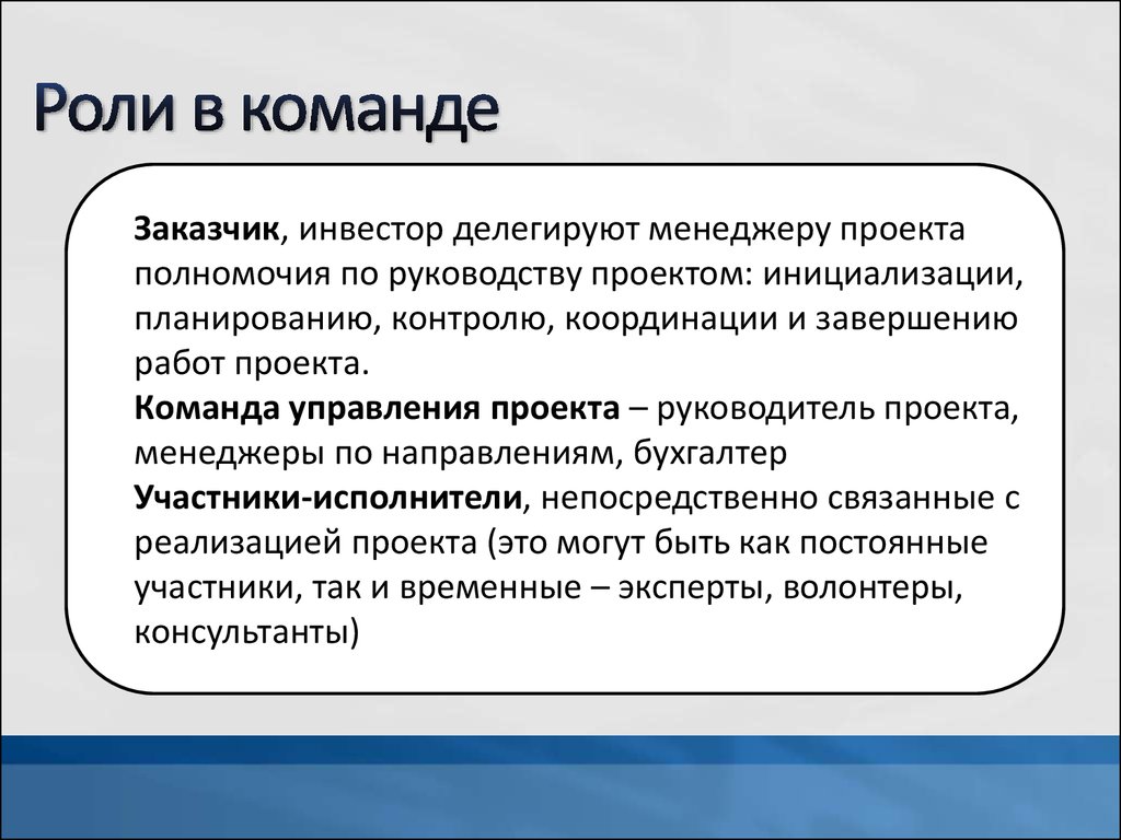 Роли в команде проекта презентация