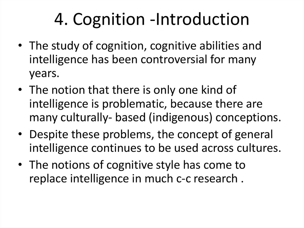 4. Cognition -Introduction
